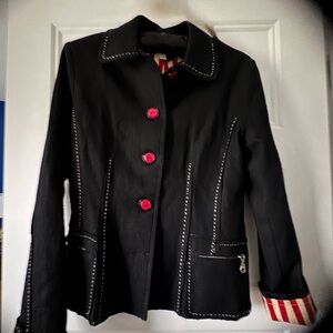 NAK Black Blazer with Red Accents wool
